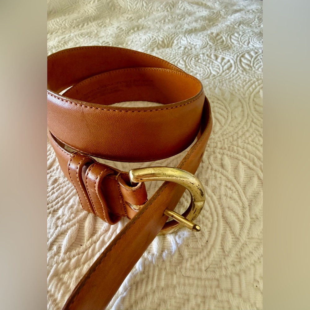 Coach Classic Brown Leather Belt with Gold Buckle